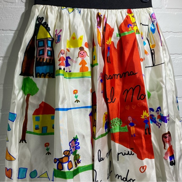 Dolce & Gabbana Long Silk Skirt - Doodle Print - Runway Fashion Week 2015 - 36 - Picture 2 of 6